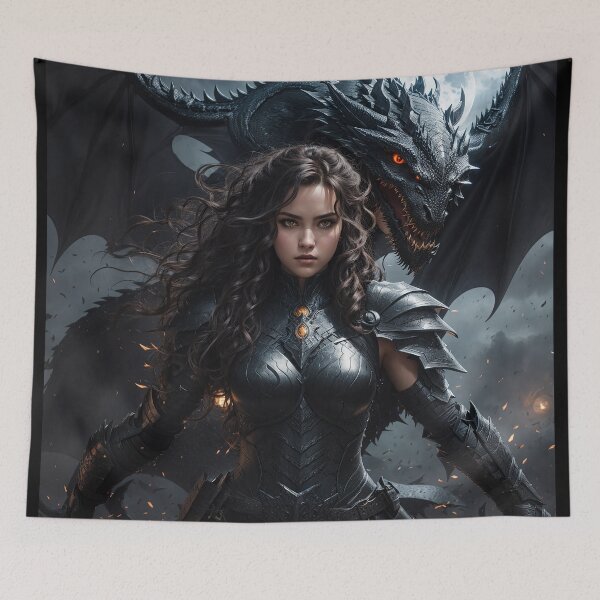 Item preview, Ryujin and Woman Warrior - Dynamic Fusion of Mythical Power and Fearless Strength designed and sold by Fafa ND.