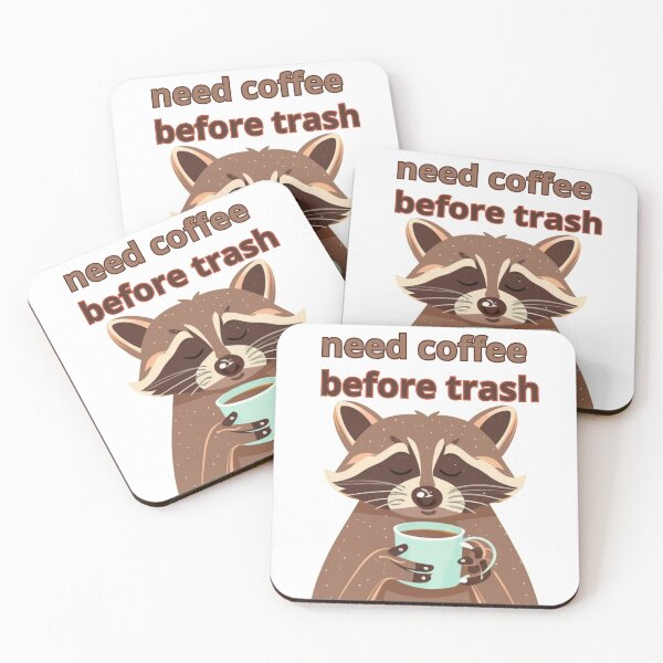 Item preview, raccoon coffe lover designed and sold by TranquilTrinket.
