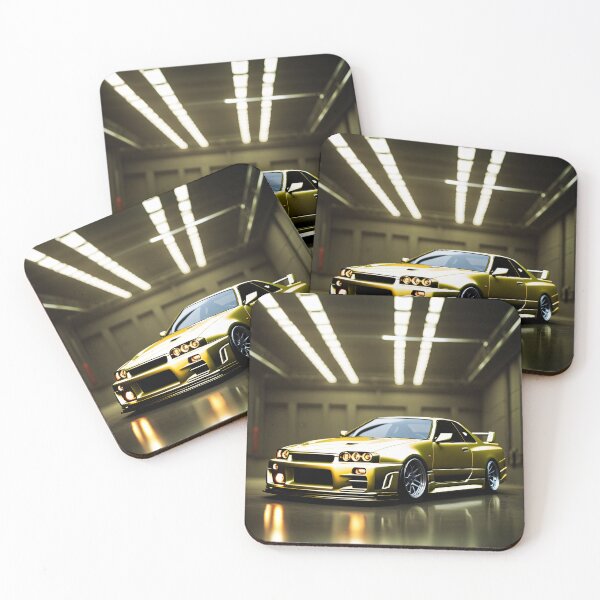 Item preview, Nissan Skyline GTR 34 Gold in Garage Poster Design designed and sold by Salimgor Hangaround Music.