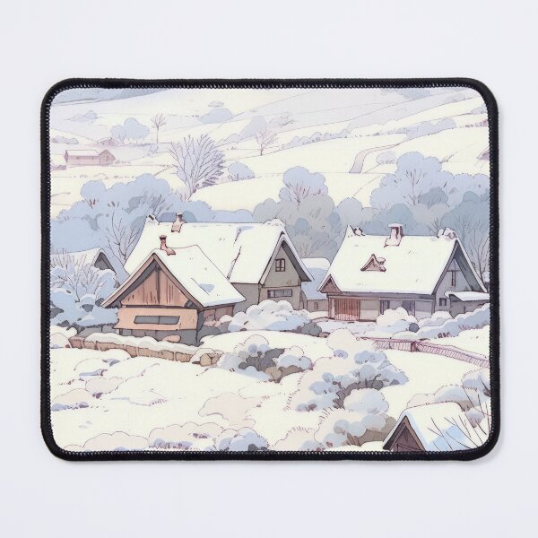 Item preview, 80s Retro Anime Snowy Village Landscape designed and sold by Animania-AnimeS.