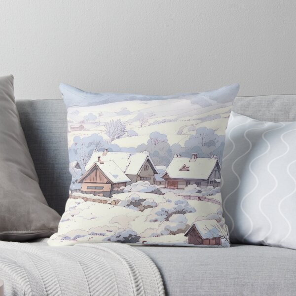 Item preview, 80s Retro Anime Snowy Village Landscape designed and sold by Animania-AnimeS.