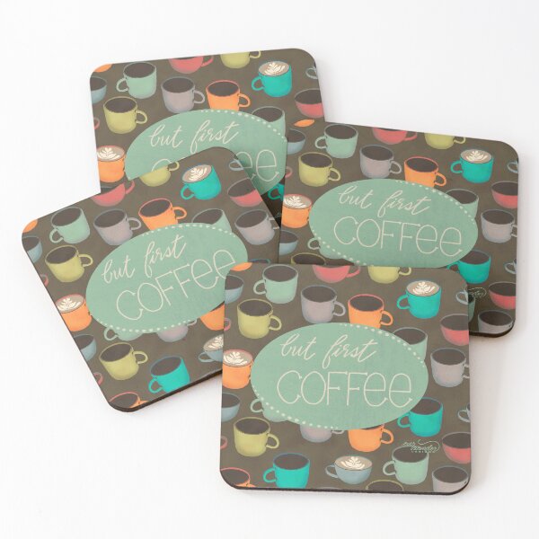 Item preview, But First, Coffee - turquoise designed and sold by Ella Scott.