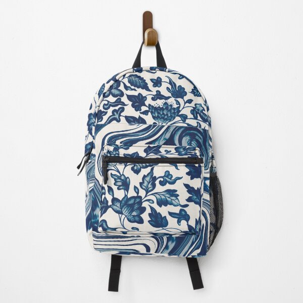 Item preview, Blue and white ornamental floral pattern abstract art vertical designed and sold by Quoppidou.