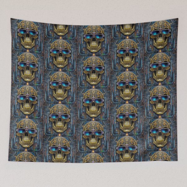 Item preview, Groovy Cyber Skulls – Psychedelic Patterns 10 designed and sold by Benito Del Ray.