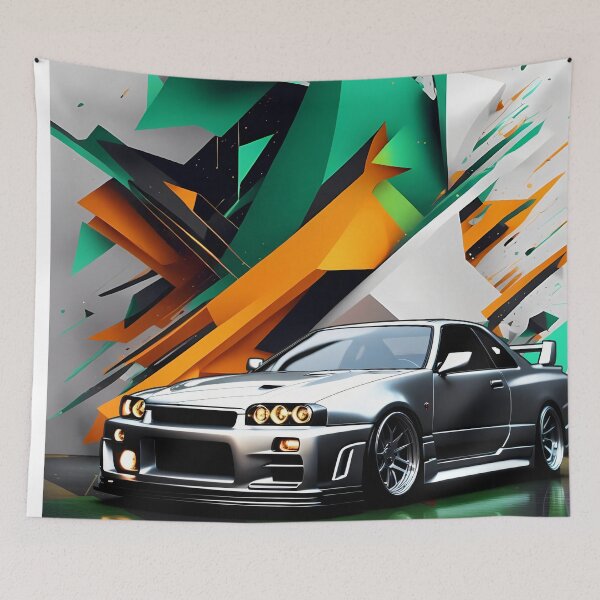Item preview, Nissan Skyline GTR 34 Silver Abstract Background designed and sold by Salimgor Hangaround Music.