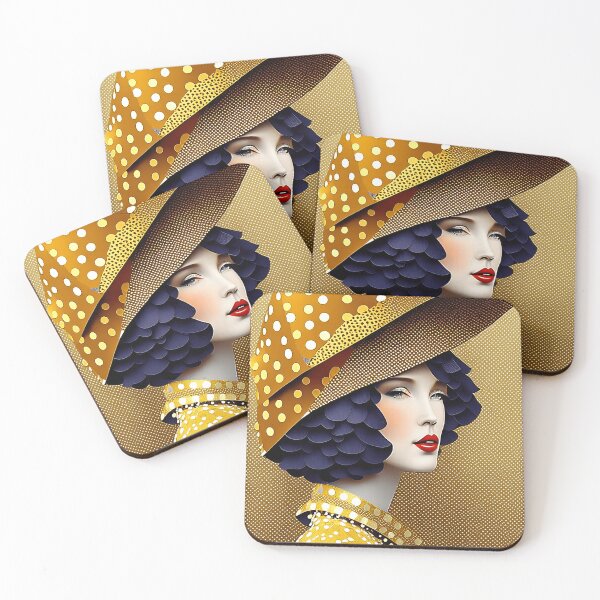 Item preview, Pretty woman in hat with gorgeous gold patterns - Fake Fashion designed and sold by BubblyDelight.