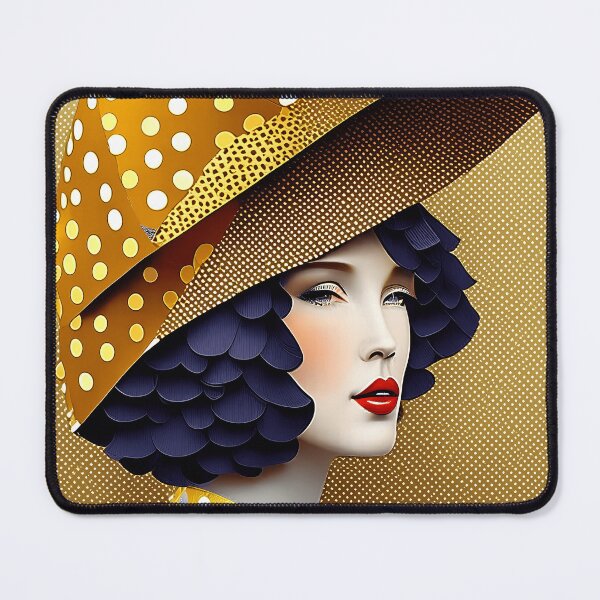 Item preview, Pretty woman in hat with gorgeous gold patterns - Fake Fashion designed and sold by BubblyDelight.