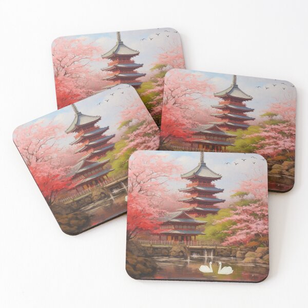 Item preview, Elegant Japanese Swans Reflection - Tranquil Water Park Art on Redbubble designed and sold by Blendfactor.