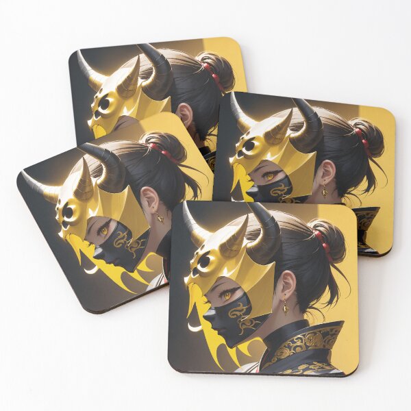 Item preview, Yellow Demon Mask Samurai #3 designed and sold by PaperAI.