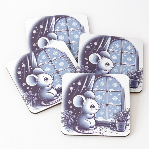 Item preview, "Cozy Winter Mouse: Adorable Snowflake Gazing in Cute Art Style" designed and sold by Huycao211.
