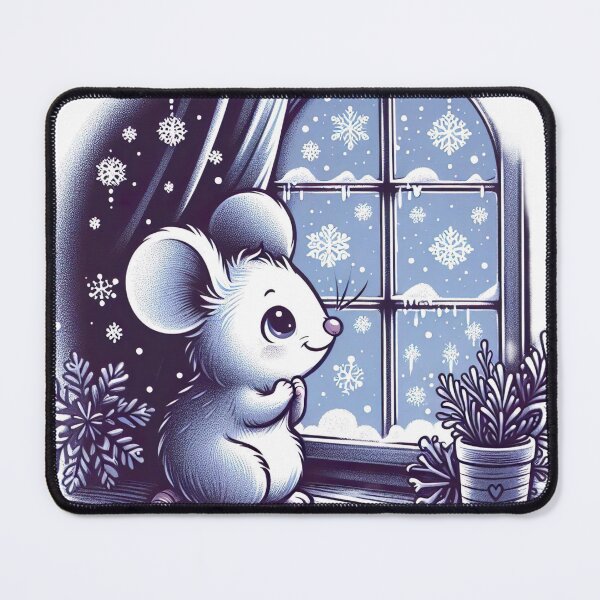 Item preview, "Cozy Winter Mouse: Adorable Snowflake Gazing in Cute Art Style" designed and sold by Huycao211.