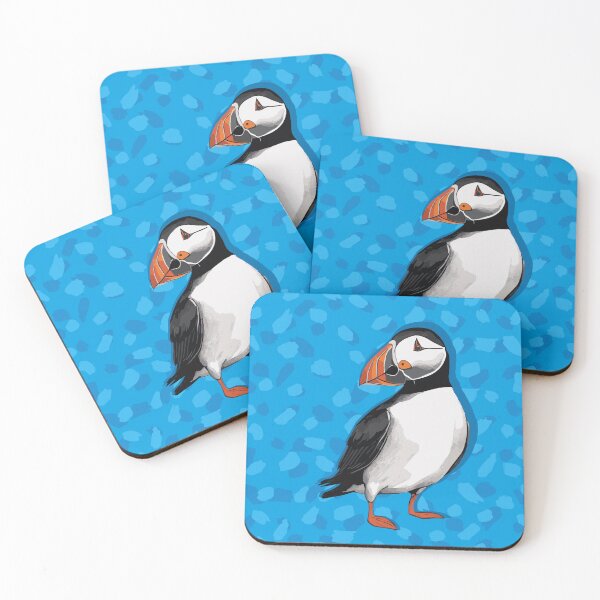 Item preview, Puffin from Iceland on the blue background designed and sold by YourMaps.