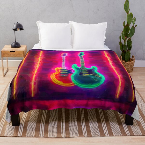 Item preview, Electric guitars in neon light frame painting designed and sold by FabFreakShop.