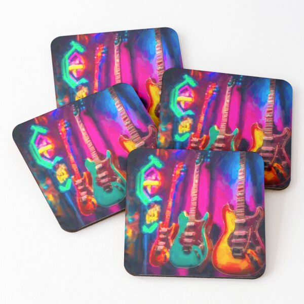 Item preview, Electric guitars in in bar painting designed and sold by FabFreakShop.