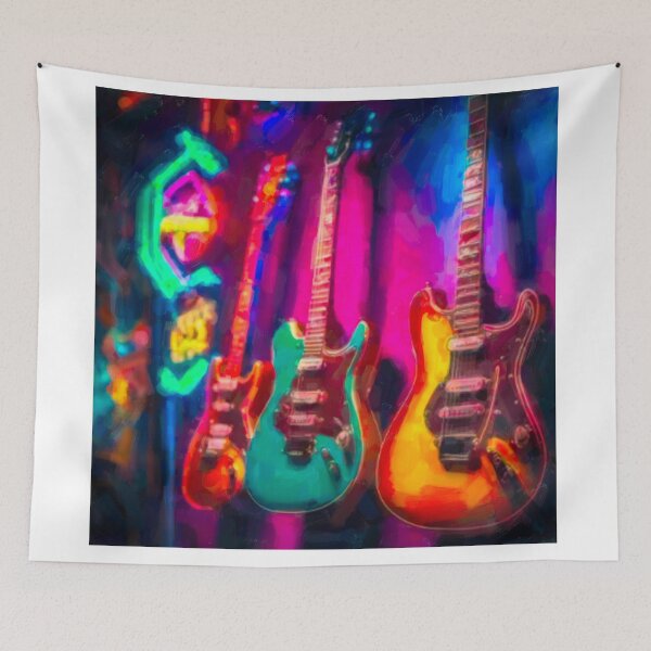 Item preview, Electric guitars in in bar painting designed and sold by FabFreakShop.