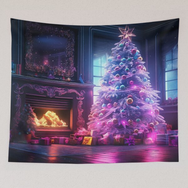Item preview, Cozy room with Christmas tree and gifts designed and sold by Art by Lilia.