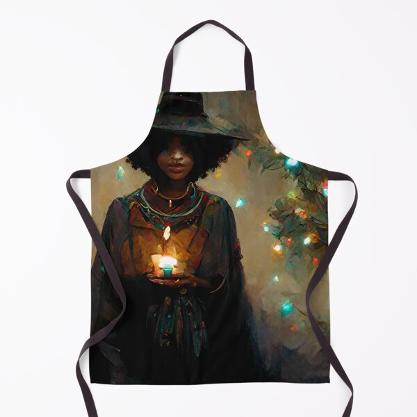 Item preview, Witch on Yule | Winter Witch | African American Witch | Christmas Lights designed and sold by ThriceRound.