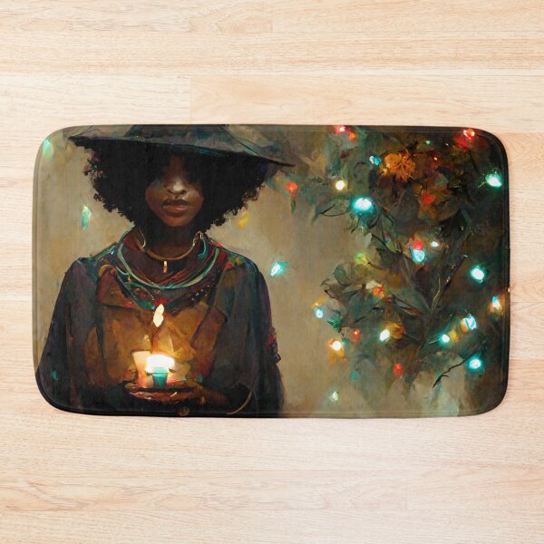 Item preview, Witch on Yule | Winter Witch | African American Witch | Christmas Lights designed and sold by ThriceRound.