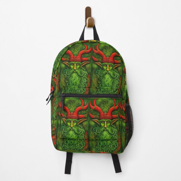 Item preview, Deity of the Celtic pantheon, cycle of nature, interpretation of Cernunnos, with red horns and antlers on a green background designed and sold by Creativesphotos.
