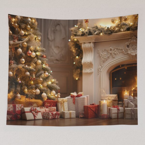 Item preview, Cozy room with Christmas tree and gifts designed and sold by Art by Lilia.