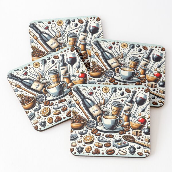 Item preview, "Culinary Delights: Coffee & Wine Whimsy" designed and sold by APARTAI EU.