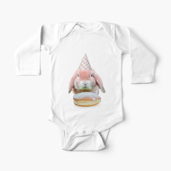 Rabbit Donut Party by Alice Monber Long Sleeve Baby One-Piece