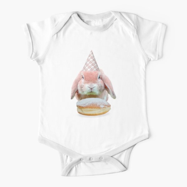 Rabbit Donut Party by Alice Monber Short Sleeve Baby One-Piece