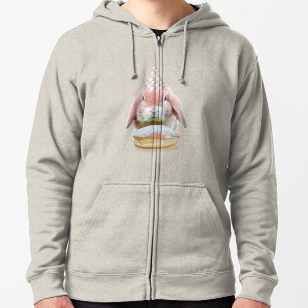 Rabbit Donut Party by Alice Monber Zipped Hoodie