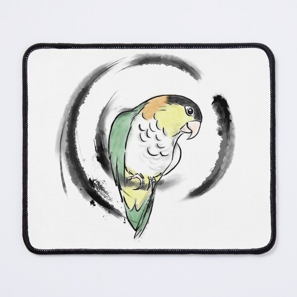 Item preview, black headed caique parrot Japanese sumie style designed and sold by okamechan.