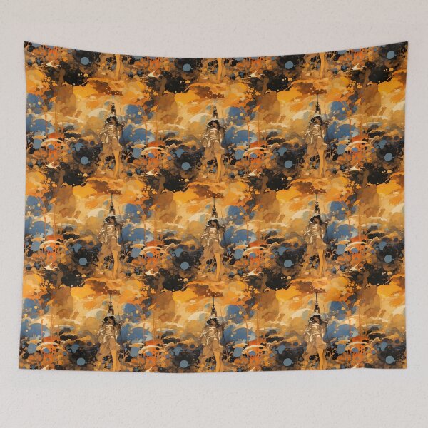 Item preview, Abstract Odyssey: Warrior Amidst the Cosmic Orbs designed and sold by Toph Moses.