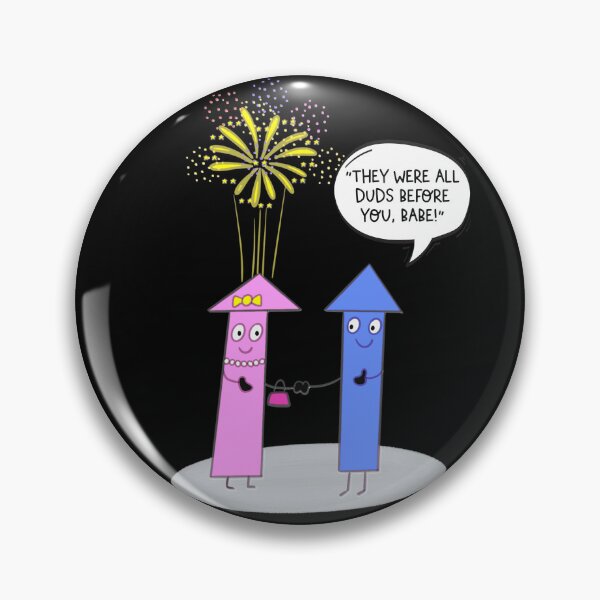 Item preview, Funny Fireworks Cartoon Couple Humour designed and sold by Renata Illustrata.