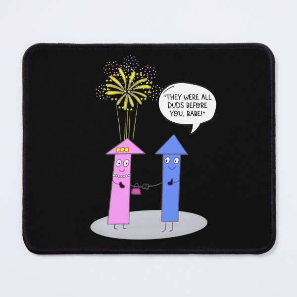 Item preview, Funny Fireworks Cartoon Couple Humour designed and sold by Renata Illustrata.