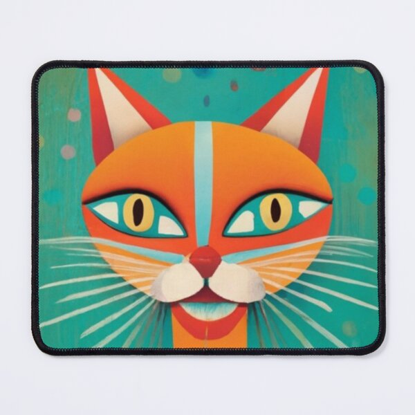 Item preview, Winston the tangerine cat on a teal background designed and sold by VoodoovilleArt.