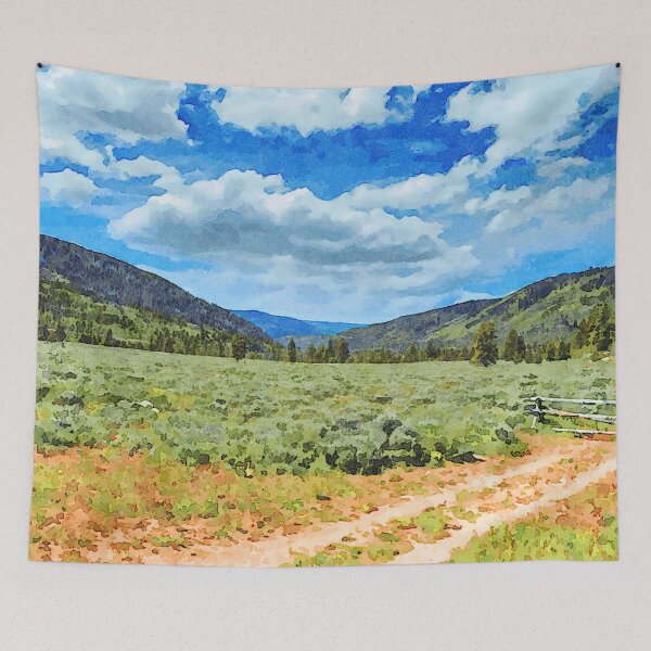 Item preview, Watercolor of Provo River Valley, at the foot of the Uinta Mountains, Utah designed and sold by GestaltImagery.