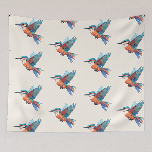 Item preview, Geometric flying kingfisher designed and sold by etherElric.