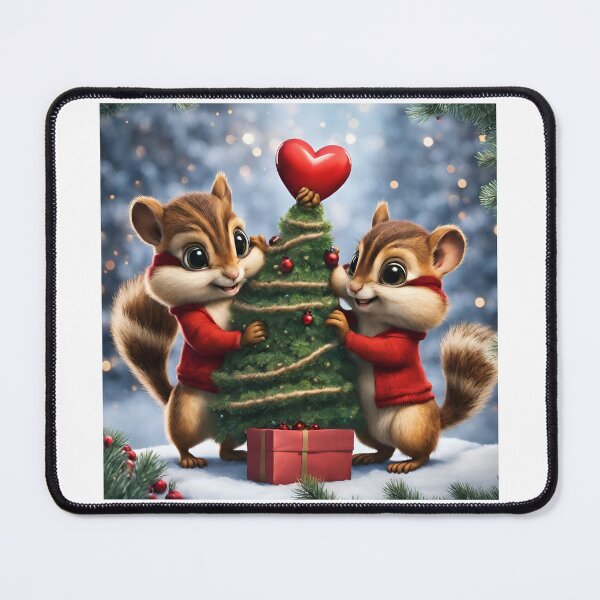 Item preview, chipmunks trimming a Christmas tree designed and sold by seahorse crossing.
