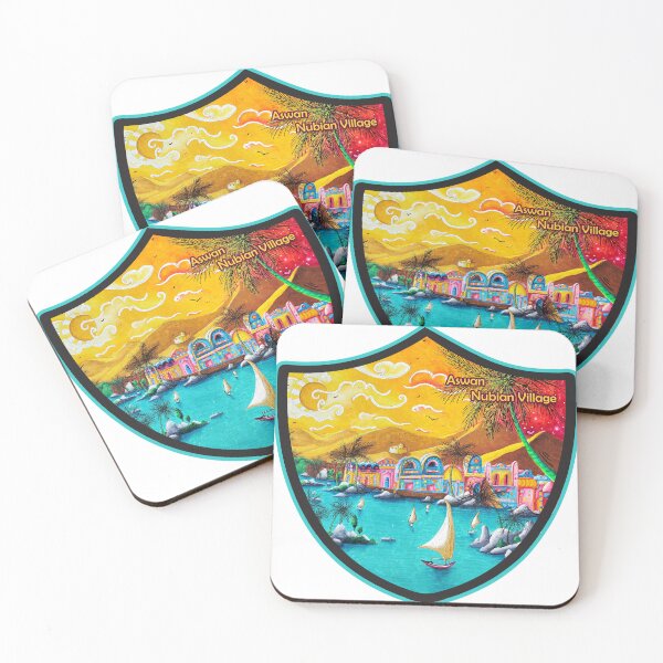 Artikelvorschau, Assuan Ägypten Nubisches Dorf am Nil PoP-Kunst von MeganAroon, Badge-Aufkleber und mehr! entworfen und verkauft von MeganAroon.
