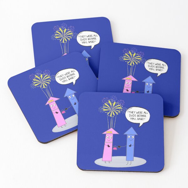 Item preview, Funny Fireworks Cartoon Couple Humour designed and sold by Renata Illustrata.