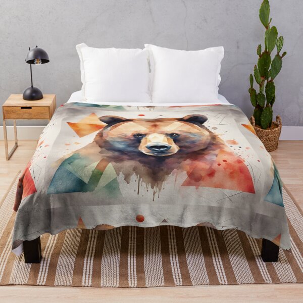 Item preview, Colorful bear head in watercolor graphics designed and sold by kreativeadern.