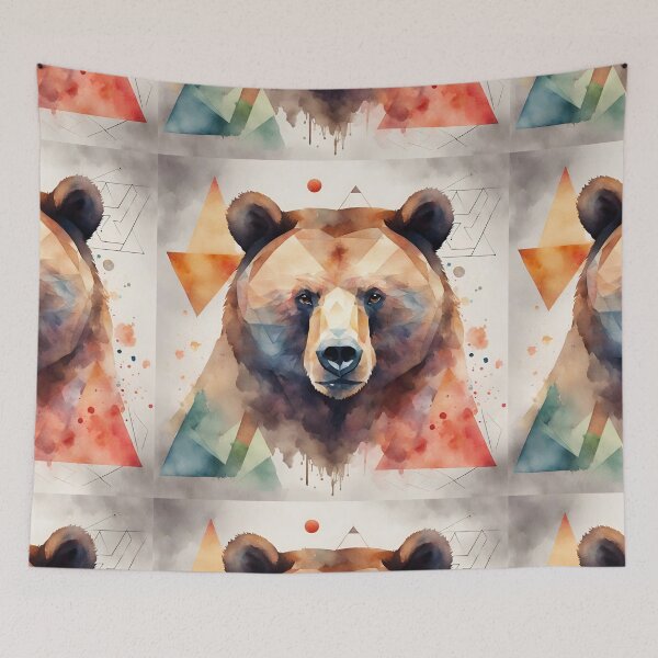 Item preview, Colorful bear head in watercolor graphics designed and sold by kreativeadern.