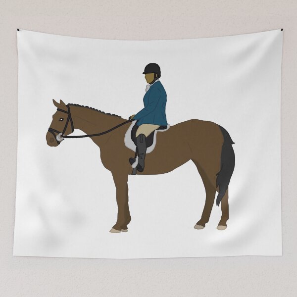 Item preview, Hanoverian Horse and Rider Blue Bay Horse  designed and sold by Abby Art Studio.