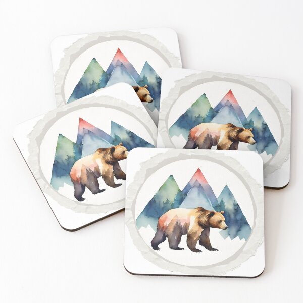 Item preview, Bear in watercolor with graphics in a paper wreath designed and sold by kreativeadern.