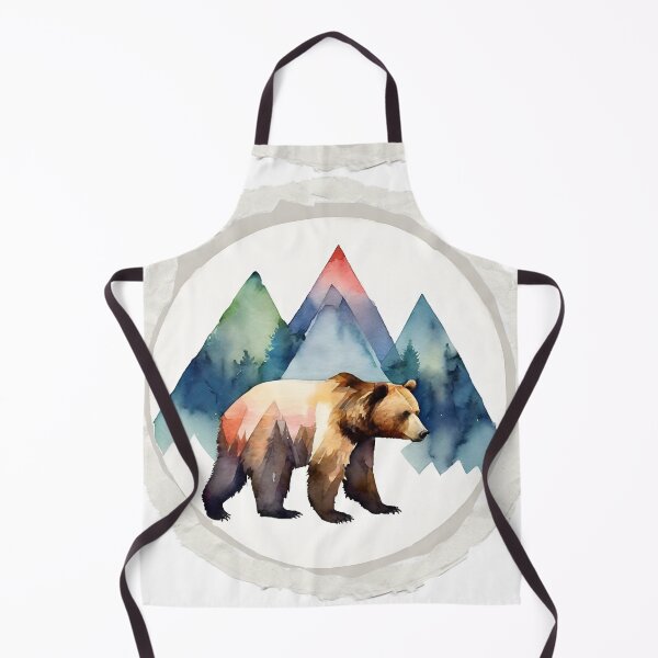 Item preview, Bear in watercolor with graphics in a paper wreath designed and sold by kreativeadern.