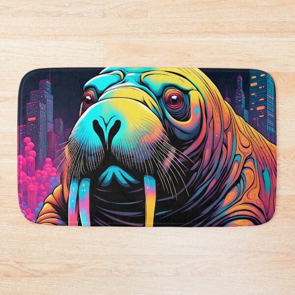 Item preview, The Walrus Has Taken Over our City - Neon Pop Art designed and sold by Bright-Moonrise.