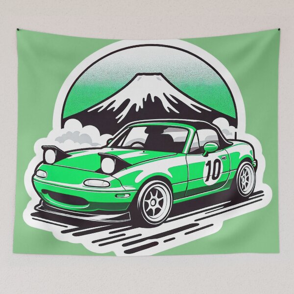 Item preview, Green Miata NA 10 in front of a mountain  designed and sold by mugooooo.