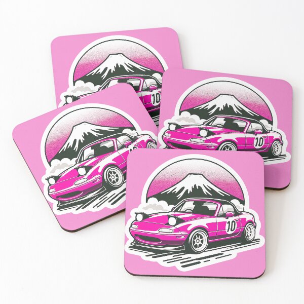 Item preview, Pink Miata NA 10 in front of a mountain  designed and sold by mugooooo.