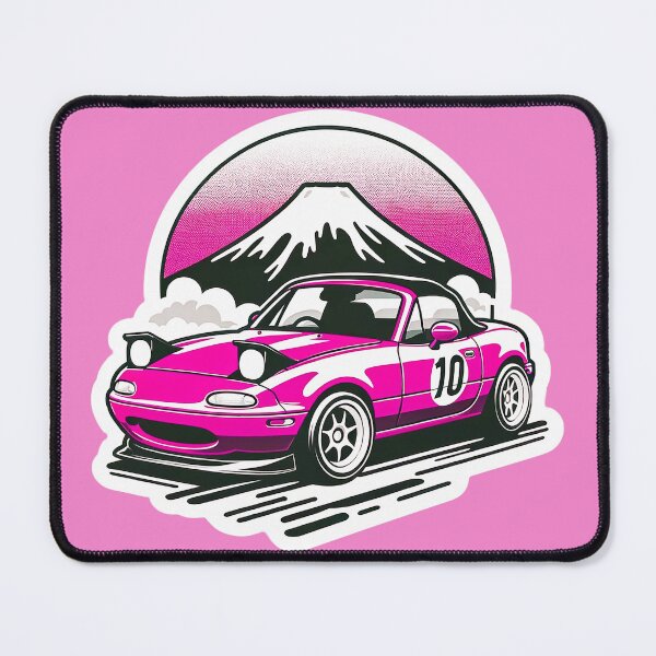 Item preview, Pink Miata NA 10 in front of a mountain  designed and sold by mugooooo.