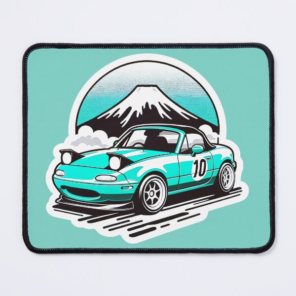 Item preview, Turquoise Miata NA 10 in front of a mountain designed and sold by mugooooo.