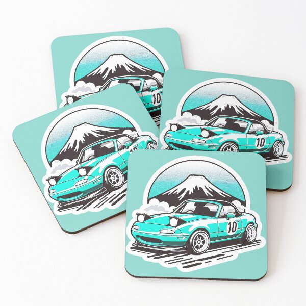 Item preview, Turquoise Miata NA 10 in front of a mountain designed and sold by mugooooo.