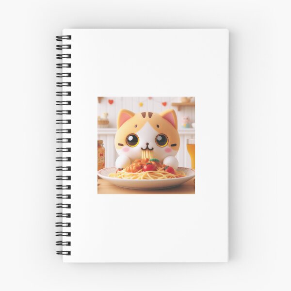 Item preview,  “Kawai Cat Savoring a Feast of Spaghetti with Bolognese Sauce” designed and sold by Mabedi.
